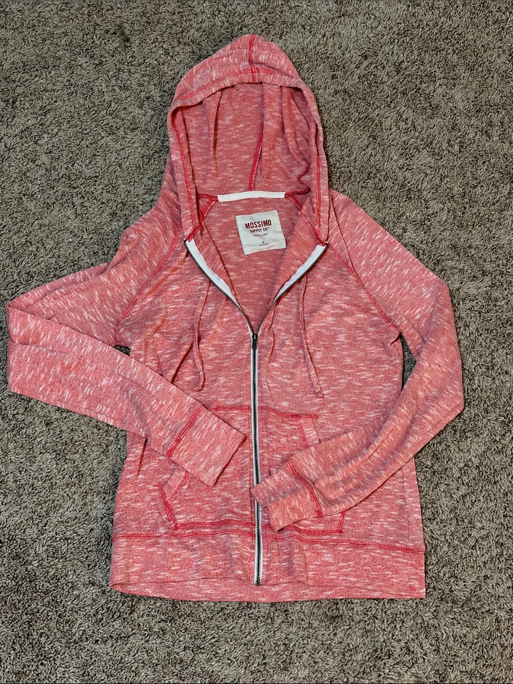 Mossimo Supply Co. Heathered Coral Zip Hoodie